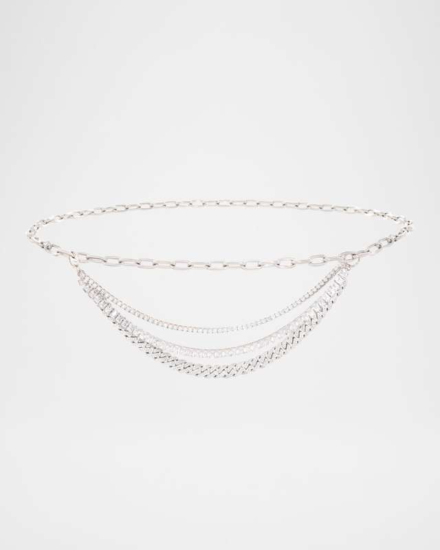 Triple Chain & Crystal Skinny Belt
